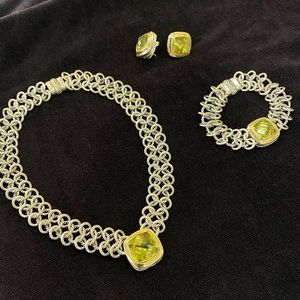 David Yurman Quartz silver Unique Silver woven. - Necklace, bracelet, & earrings